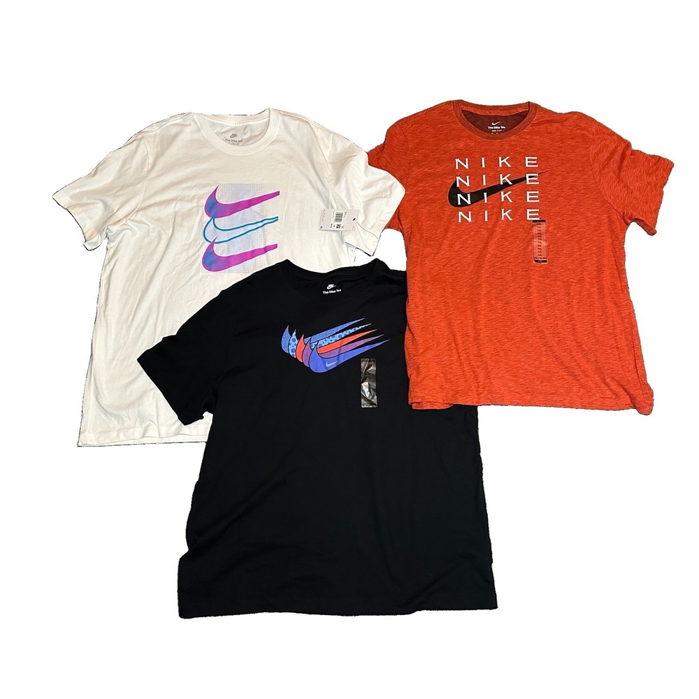 Nike Men's XXL NWT Bundle of 3 Short Sleeve Crewneck T-Shirts White Orange Black